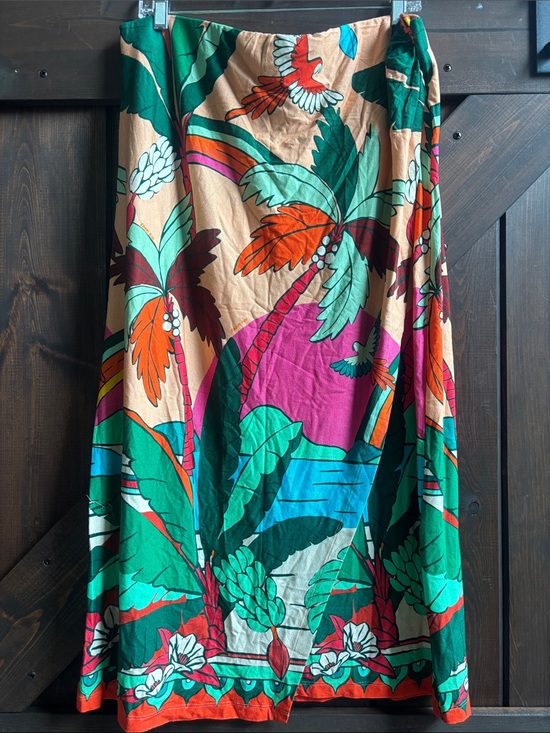 FARM Rio Dresses & Skirts - FARM Rio Tropical Palm Wrap Skirt in Teal, Orange, Magenta and Green